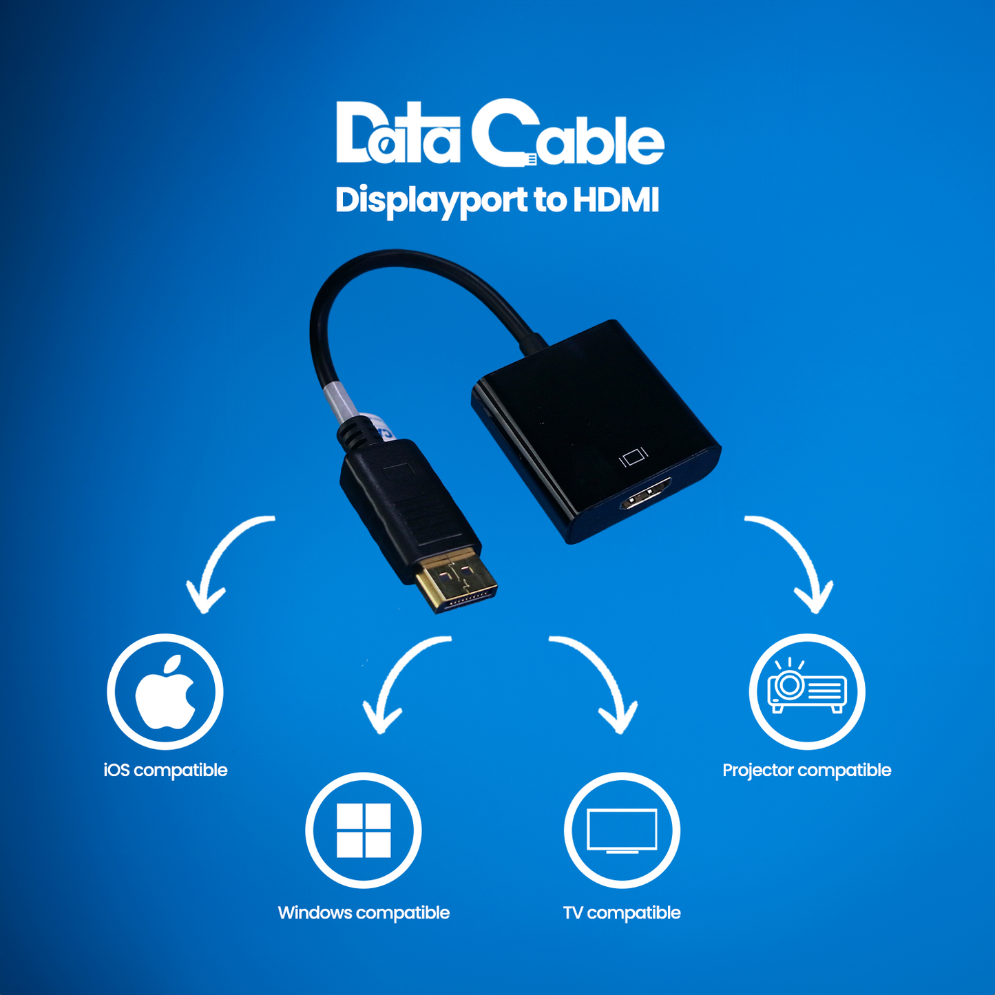 DATA CABLE - Display Port (M) to HDMI (F) Adapter