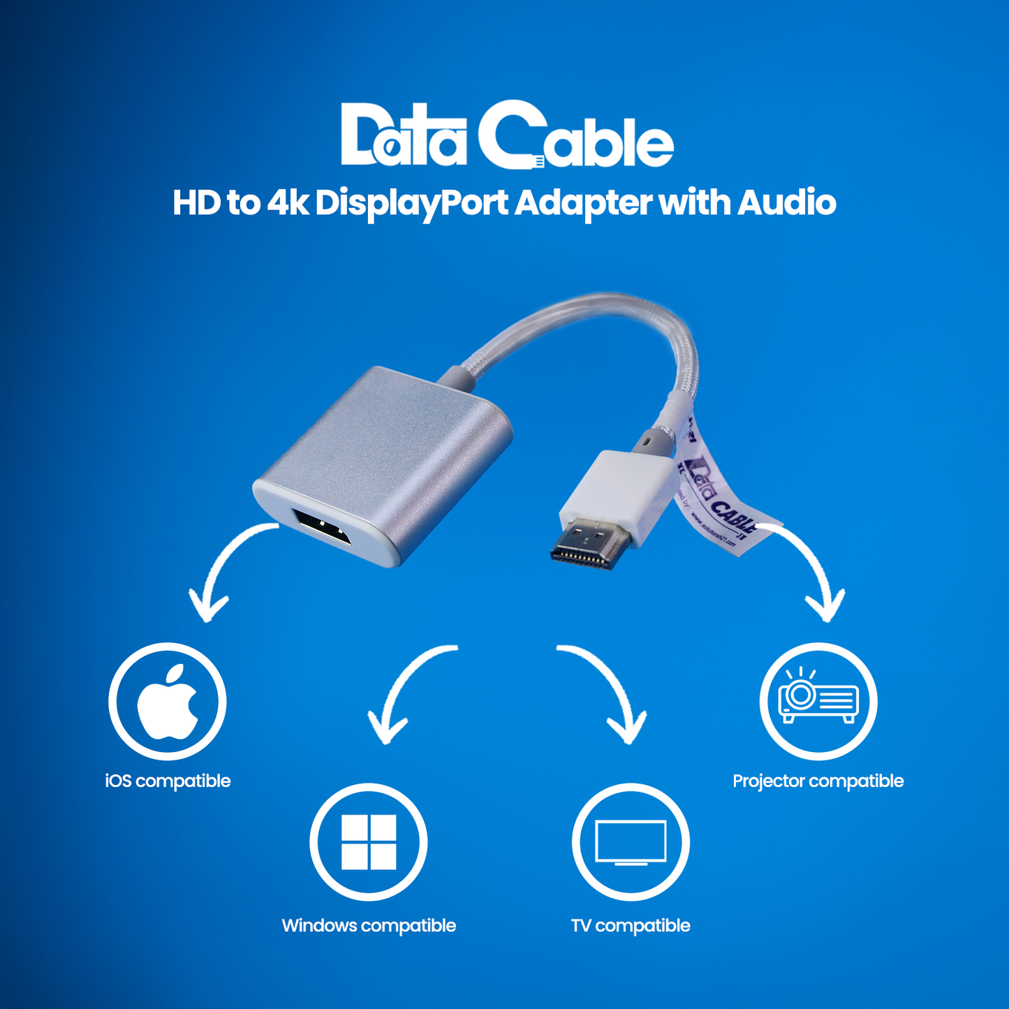 HDMI (M) TO DP (F) Adapter with Power Cable